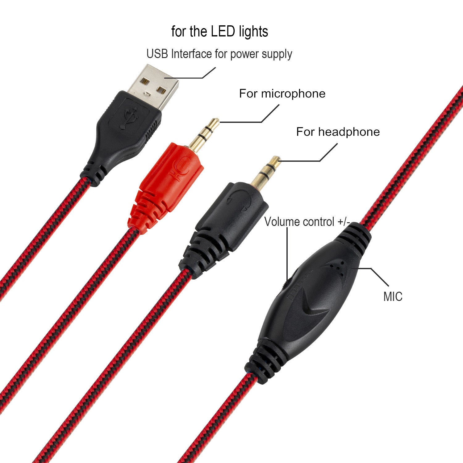 JMT-436106 Luminous Wired Computer Headset with 3.5mm and USB Connectivity - 40mm Drivers, 2m Cable, 20-20,000 Hz Frequency Response