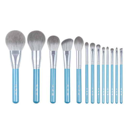 JMT-436554 13-Piece Long Handle Makeup Brush Set with Man-Made Fiber Bristles in Blue