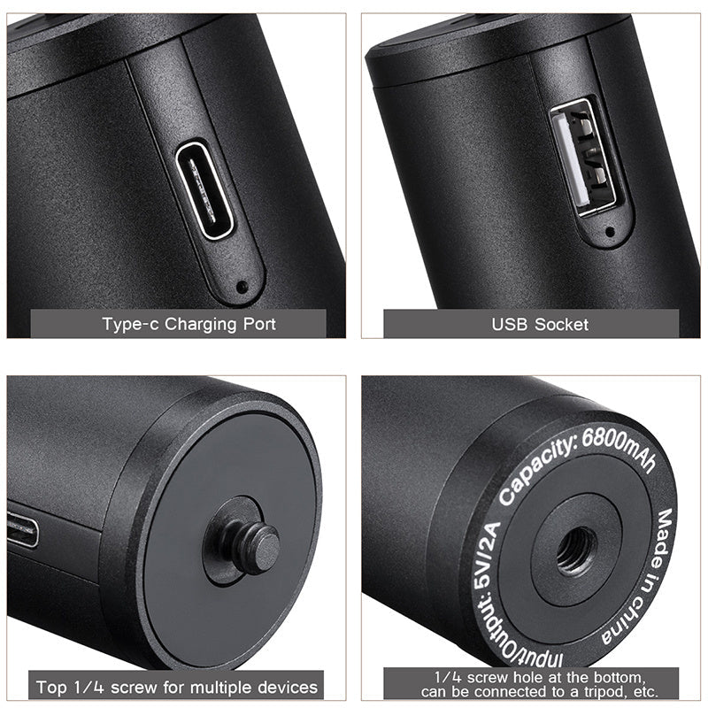 JMT-436618 Compact Aluminum Alloy Charging Handle - 6800mAh Battery, 12.5cm x 3.2cm