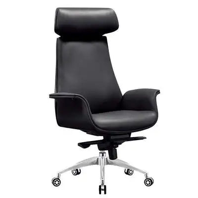 JMT-437194 Luxury Reclining Brown Leather Office Chair with Aluminium Frame, Model JA-55A
