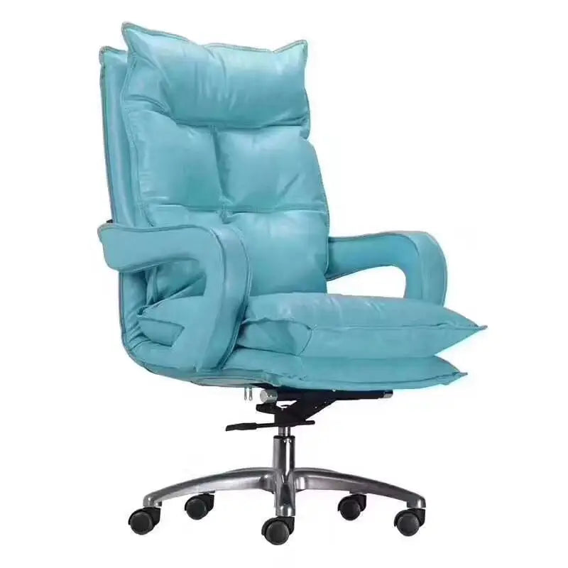 JMT-437194 Luxury Reclining Brown Leather Office Chair with Aluminium Frame, Model JA-55A