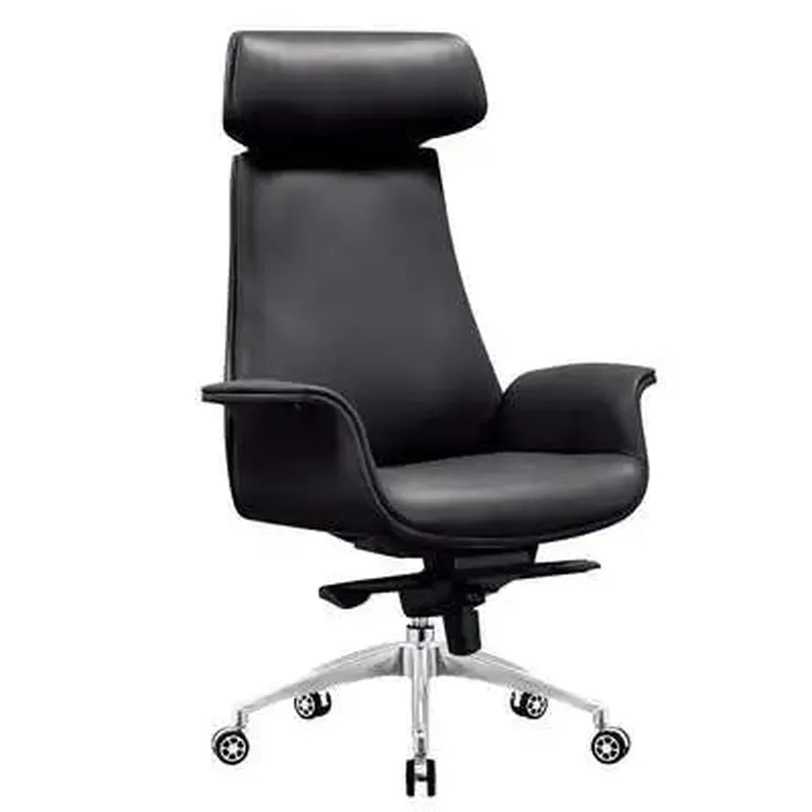 JMT-437194 Luxury Reclining Brown Leather Office Chair with Aluminium Frame, Model JA-55A