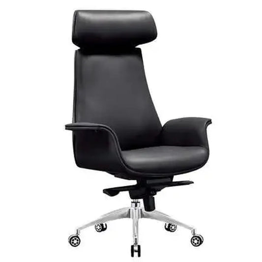 JMT-437194 Luxury Reclining Brown Leather Office Chair with Aluminium Frame, Model JA-55A