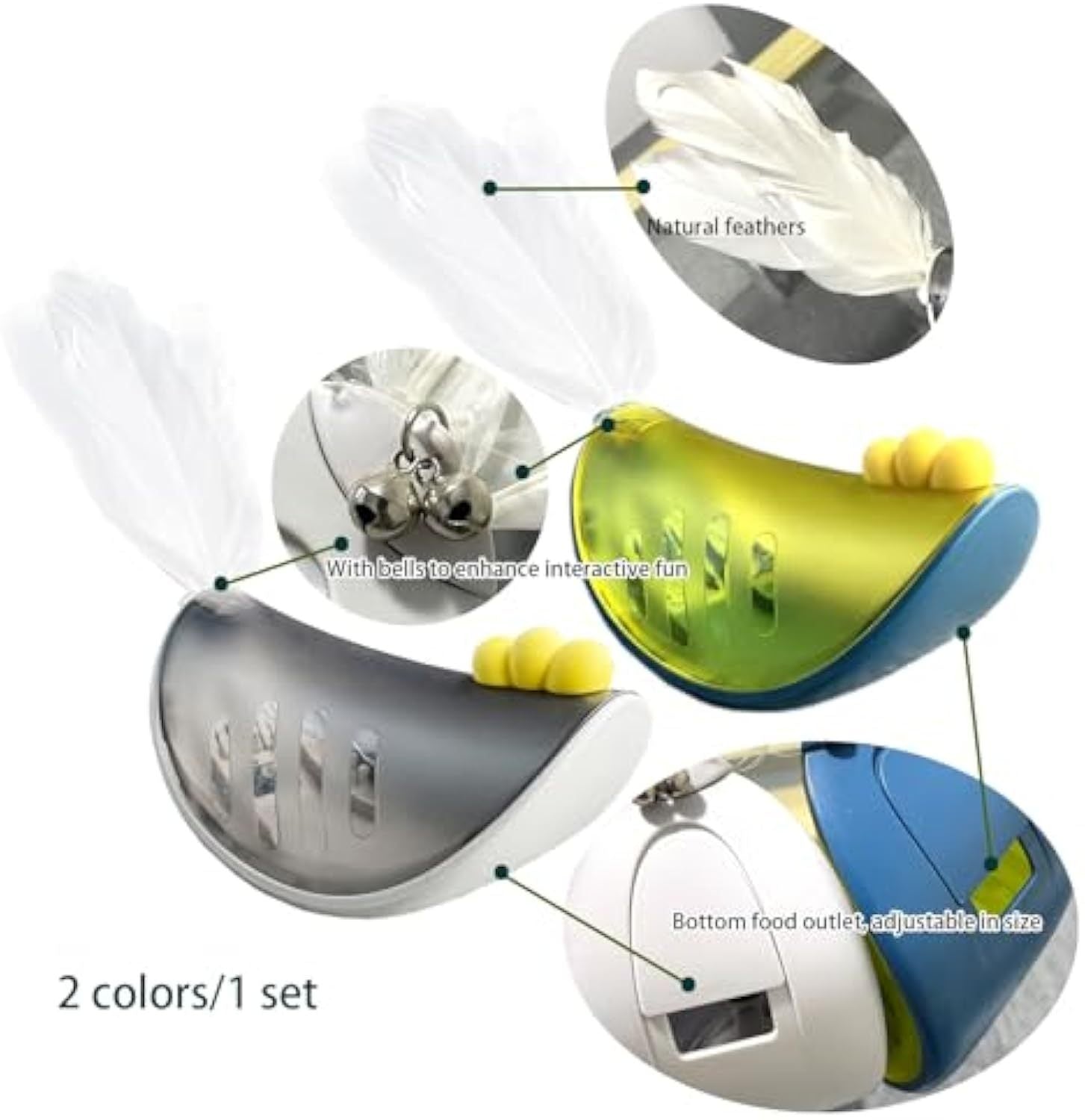 JMT-437258 Interactive Cat Puzzle Tumbler Toy with Snack Dispenser - Safe ABS+TPR Material, Adjustable Food Leakage Design, Chicken Shape for Indoor Play