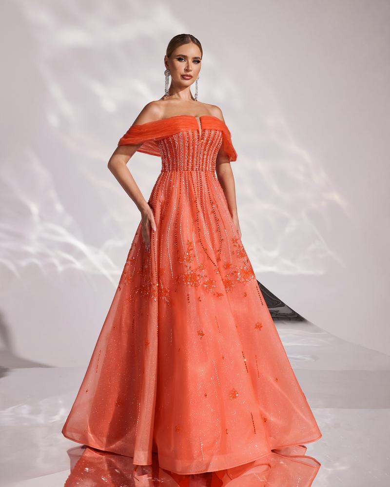 JMT-437514 Elegant Orange Evening Dress for Women - Style SH0167