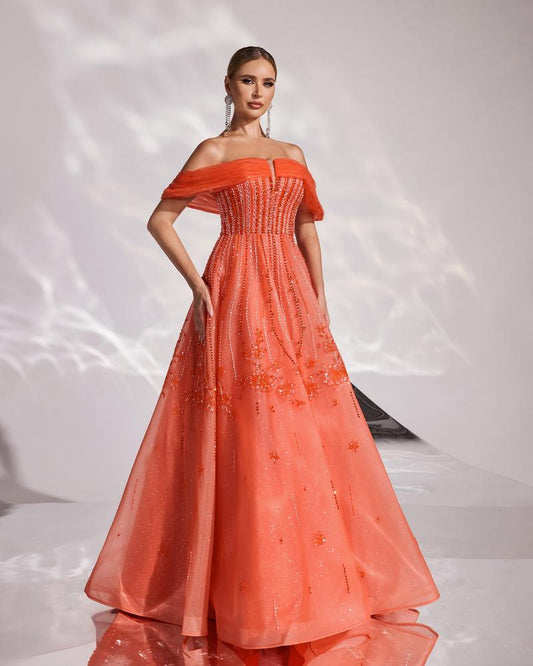 JMT-437514 Elegant Orange Evening Dress for Women - Style SH0167