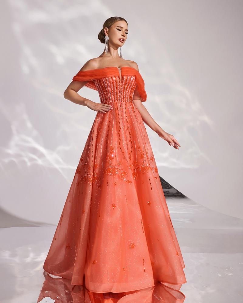 JMT-437514 Elegant Orange Evening Dress for Women - Style SH0167