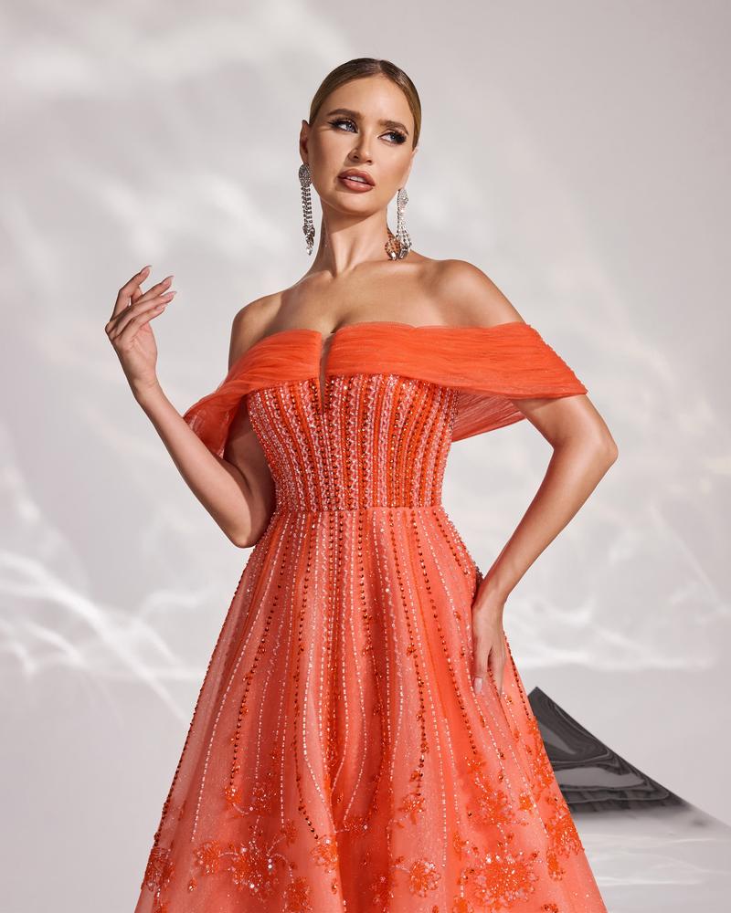 JMT-437514 Elegant Orange Evening Dress for Women - Style SH0167