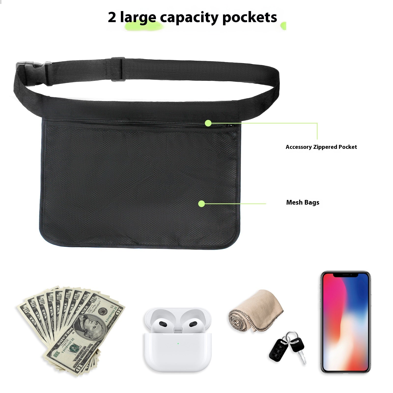 JMT-437514 Portable Outdoor Sports Ball Waist Storage Bag for Easy Carry and Organization
