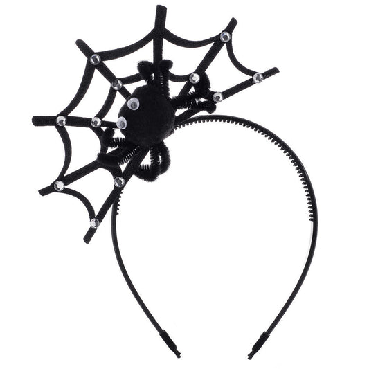 JMT-437962 Lace Spider Web Headband with Pumpkin and Skull Design for Halloween Festivities