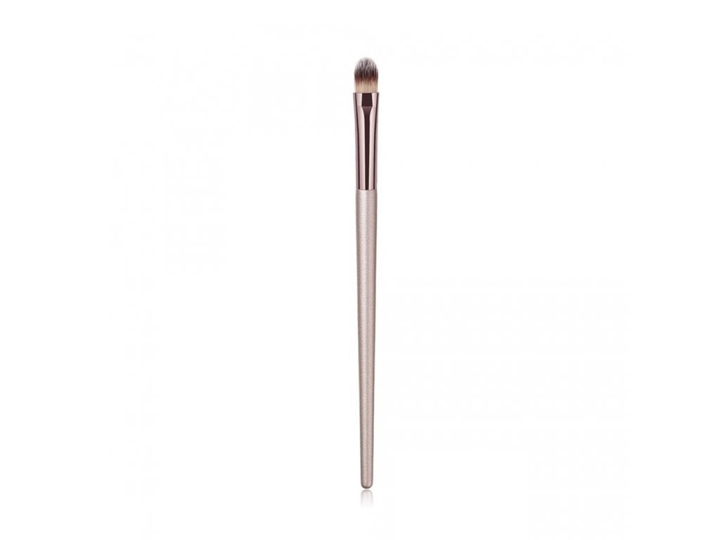 JMT-438858 Champagne Gold Foundation Brush with Wooden Handle for Flawless Makeup Application