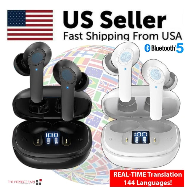 JMT-440074 Translator Earbuds with Dual Microphones for Real-Time AI Translation in 144 Languages