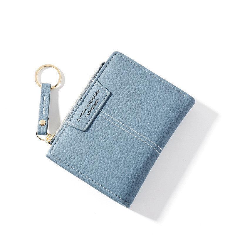 JMT-440266 Korean Style Short Zipper Two-Fold Wallet with Coin Purse and Multiple Compartments