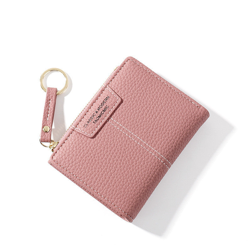 JMT-440266 Korean Style Short Zipper Two-Fold Wallet with Coin Purse and Multiple Compartments