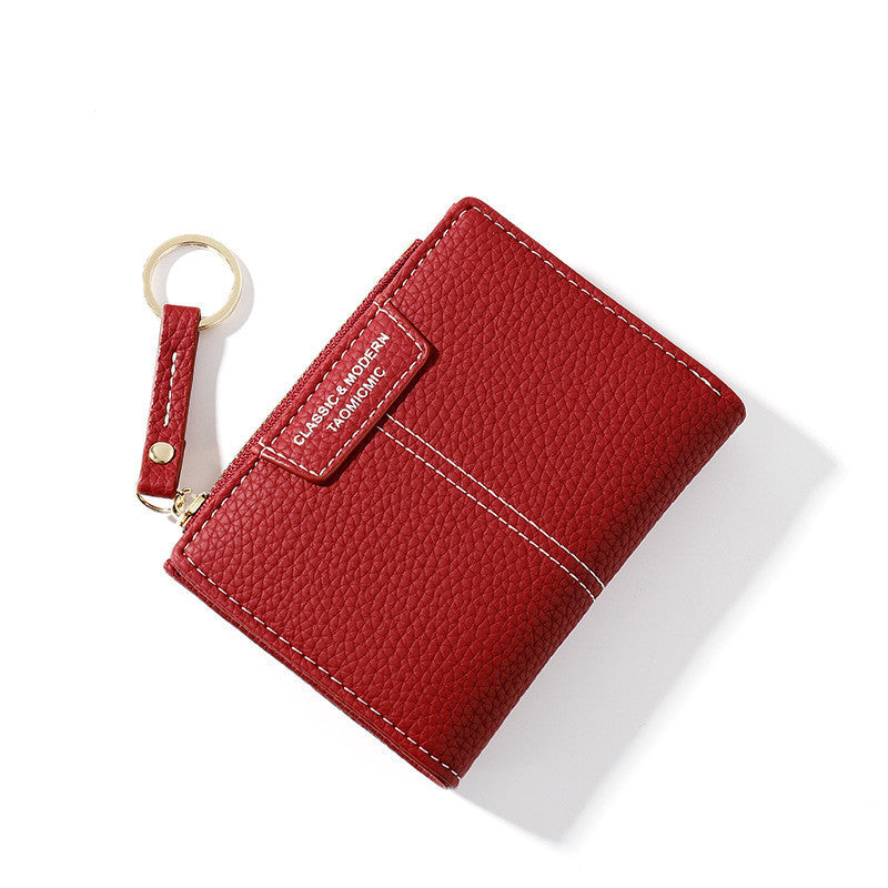 JMT-440266 Korean Style Short Zipper Two-Fold Wallet with Coin Purse and Multiple Compartments