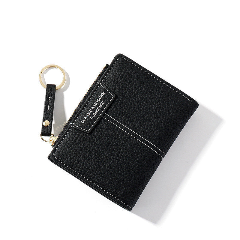 JMT-440266 Korean Style Short Zipper Two-Fold Wallet with Coin Purse and Multiple Compartments