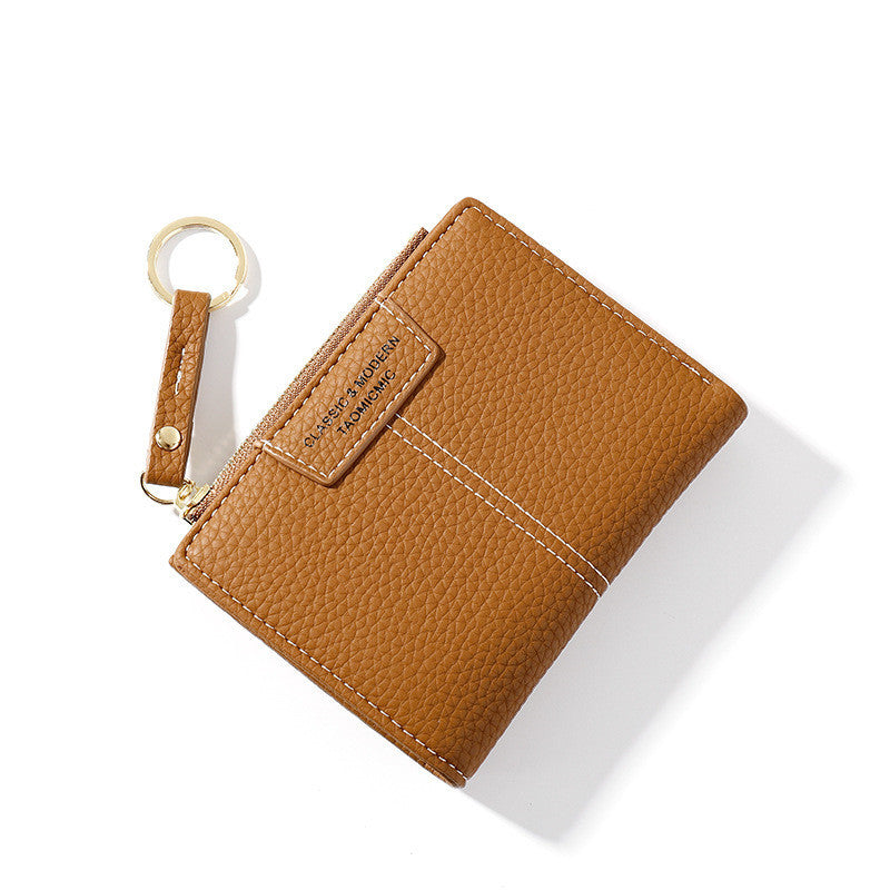JMT-440266 Korean Style Short Zipper Two-Fold Wallet with Coin Purse and Multiple Compartments