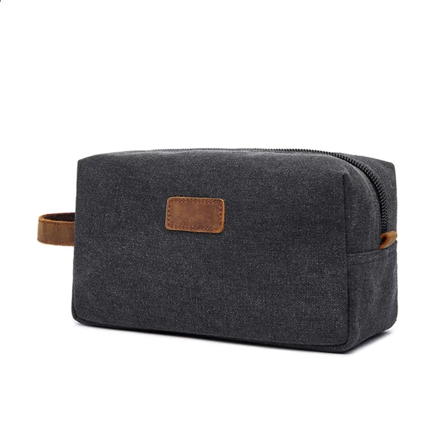 JMT-440778 Vintage Waxed Canvas Toiletry Bag for Travel and Makeup Storage