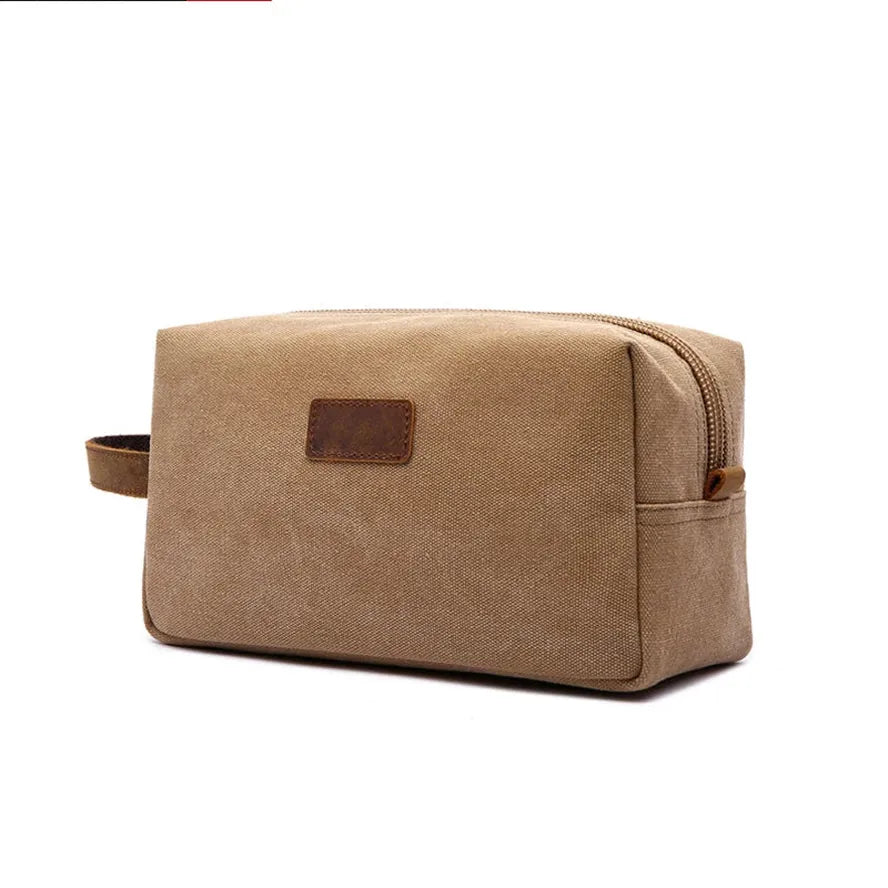 JMT-440778 Vintage Waxed Canvas Toiletry Bag for Travel and Makeup Storage