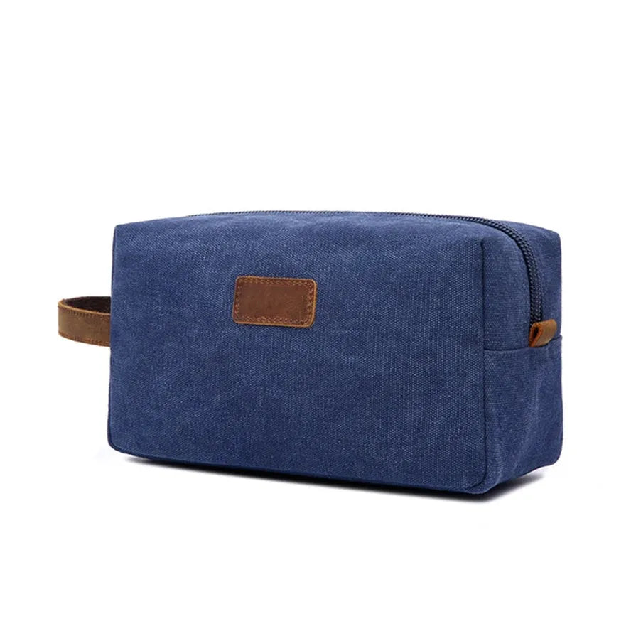 JMT-440778 Vintage Waxed Canvas Toiletry Bag for Travel and Makeup Storage