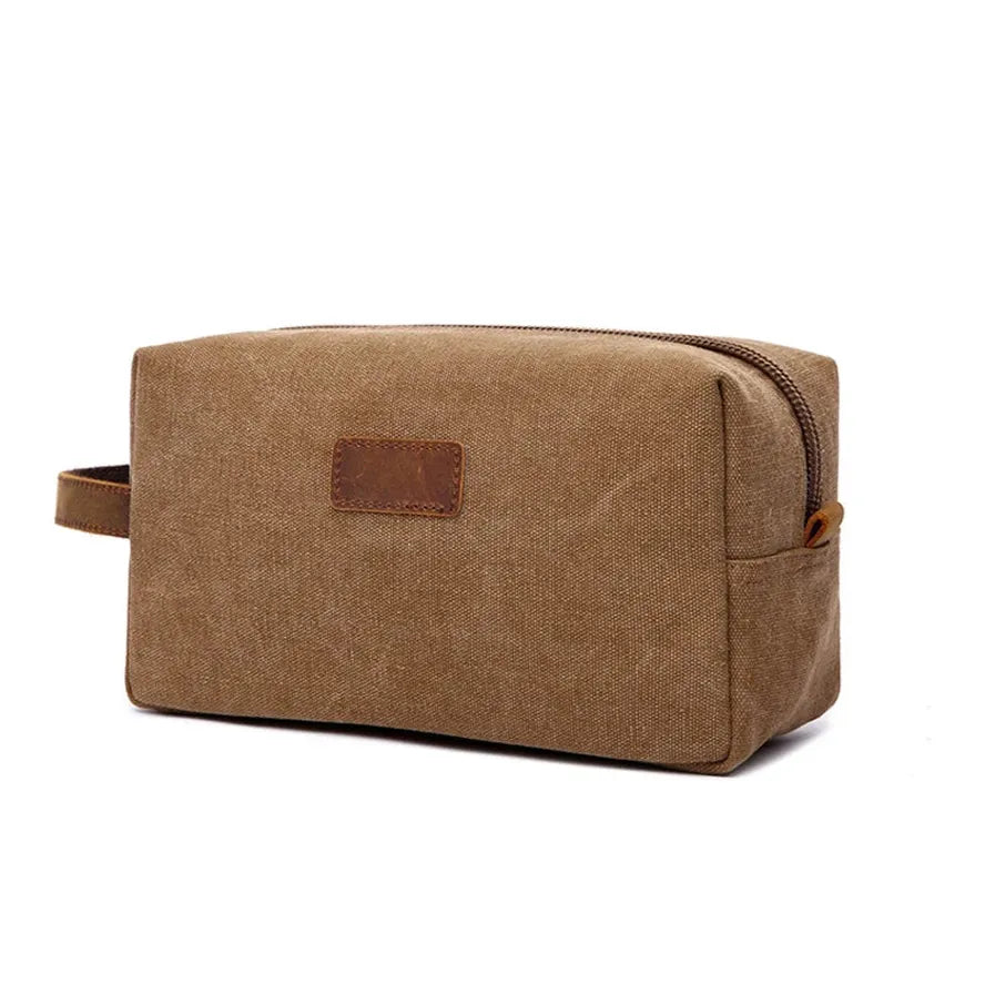 JMT-440778 Vintage Waxed Canvas Toiletry Bag for Travel and Makeup Storage