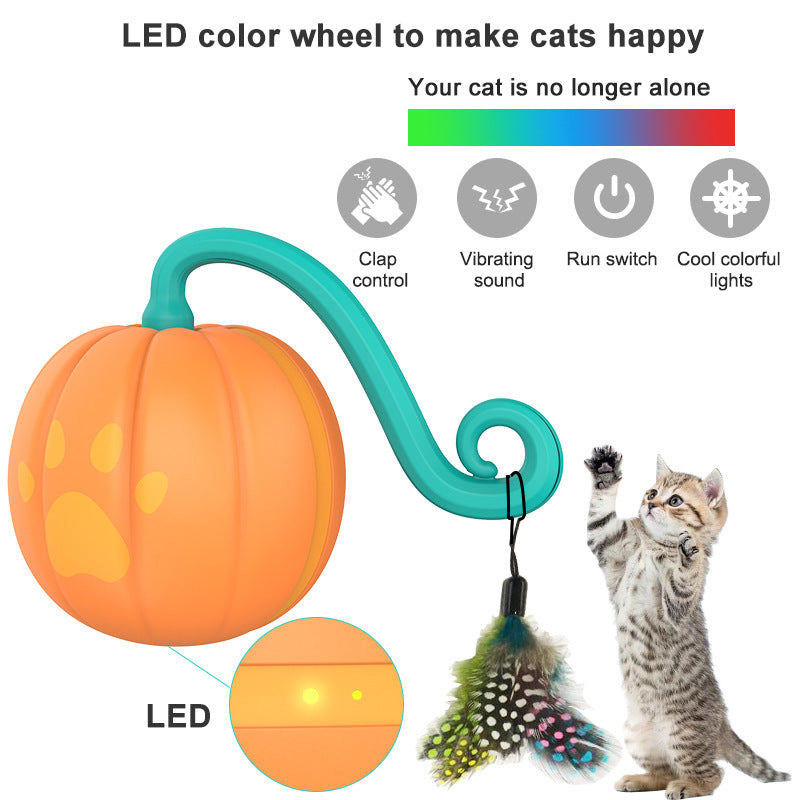 JMT-441034 Luminous Cat Teasing Balls in Watermelon and Pumpkin Colors, Interactive Plastic Pet Toys