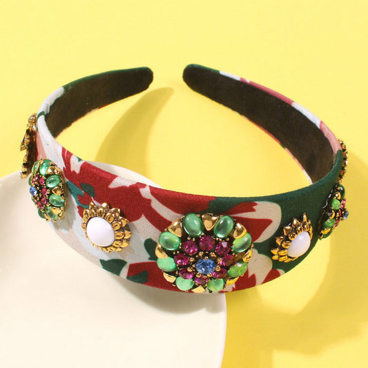 JMT-441418 Baroque Style U-Shape Headband with Ancient Bronze Finish and Imitation Diamonds