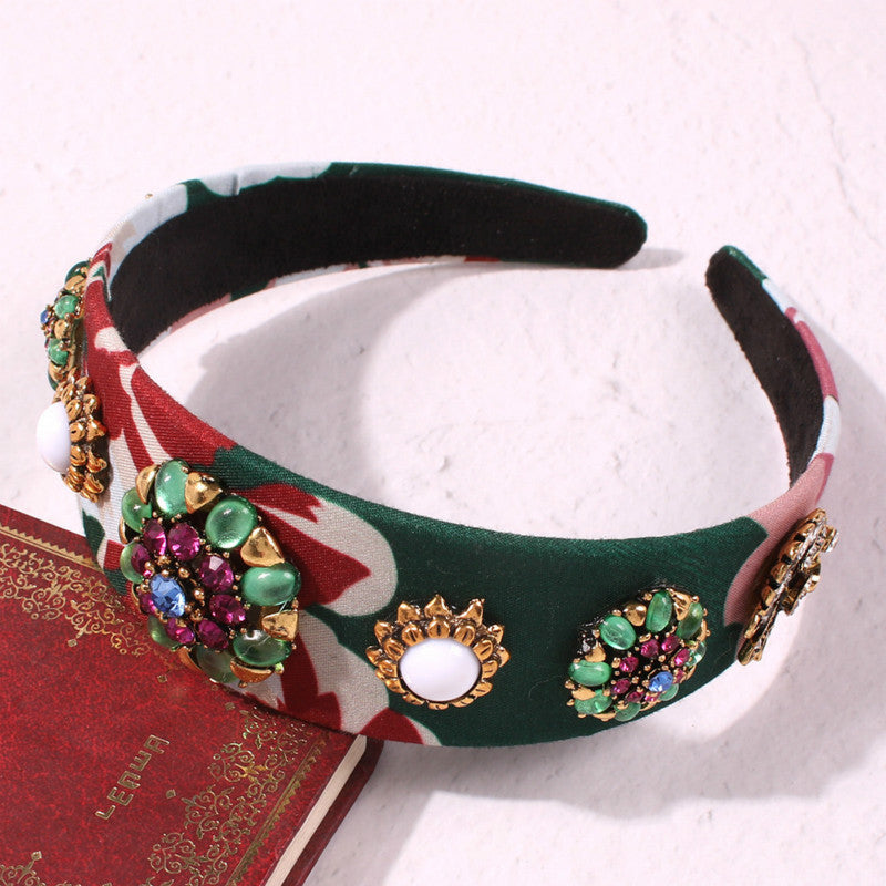 JMT-441418 Baroque Style U-Shape Headband with Ancient Bronze Finish and Imitation Diamonds
