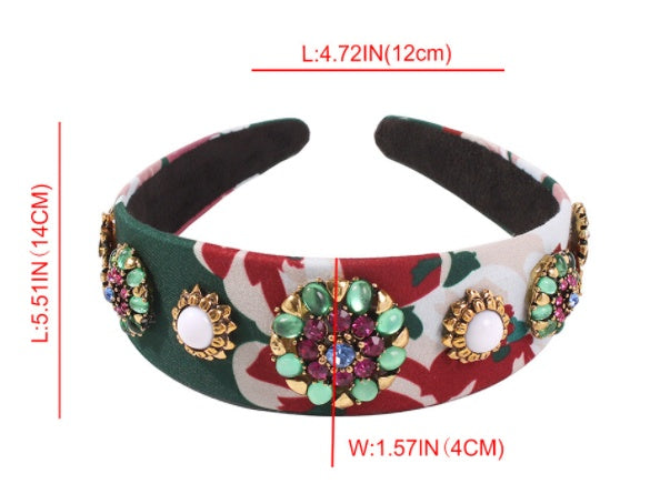 JMT-441418 Baroque Style U-Shape Headband with Ancient Bronze Finish and Imitation Diamonds