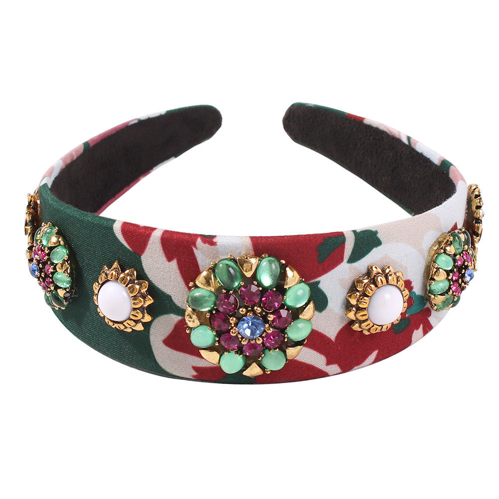 JMT-441418 Baroque Style U-Shape Headband with Ancient Bronze Finish and Imitation Diamonds