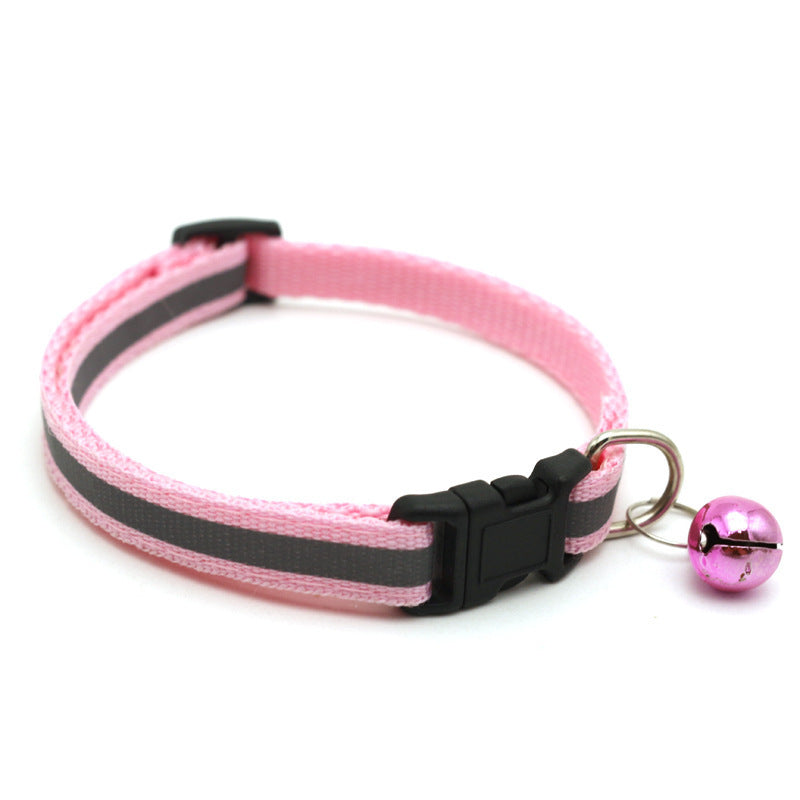 JMT-441546 Reflective Cat Collar with Copper Bell, Adjustable 19-32cm, PVC+PP Material