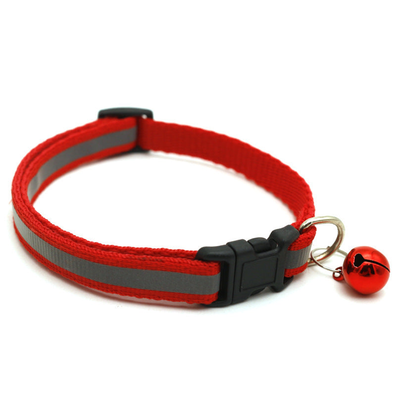 JMT-441546 Reflective Cat Collar with Copper Bell, Adjustable 19-32cm, PVC+PP Material