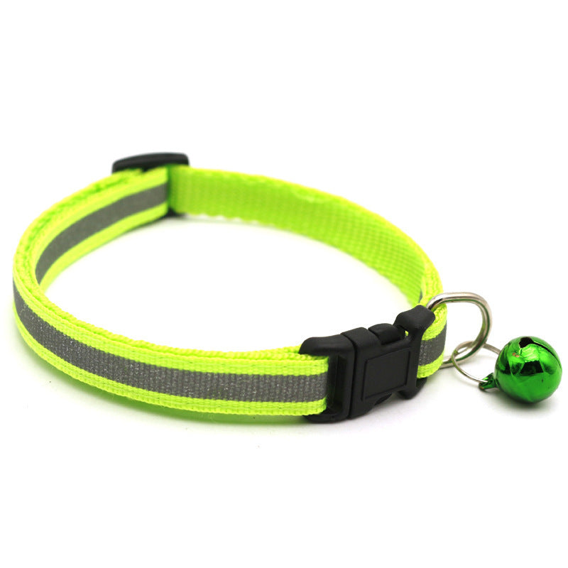 JMT-441546 Reflective Cat Collar with Copper Bell, Adjustable 19-32cm, PVC+PP Material
