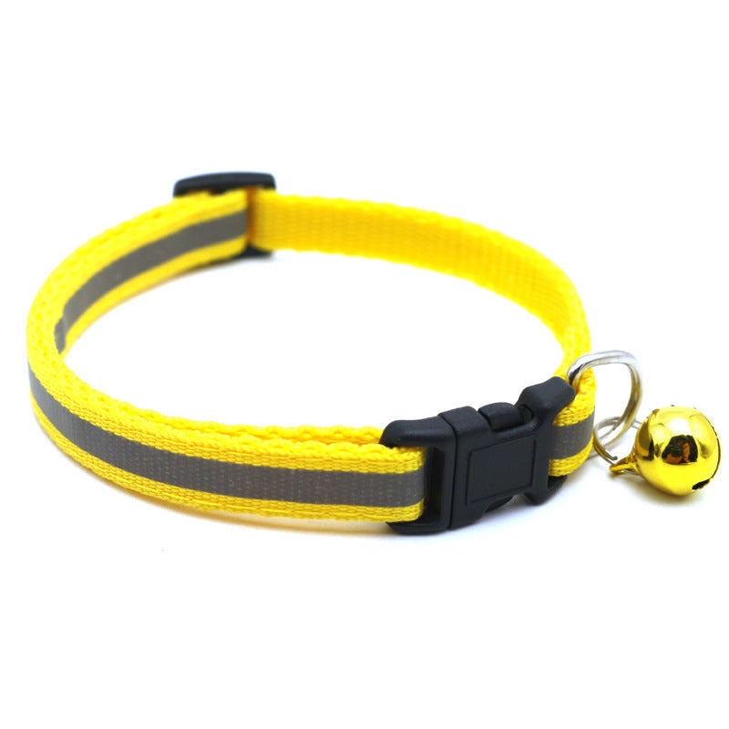 JMT-441546 Reflective Cat Collar with Copper Bell, Adjustable 19-32cm, PVC+PP Material