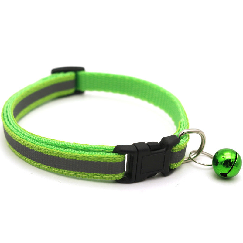 JMT-441546 Reflective Cat Collar with Copper Bell, Adjustable 19-32cm, PVC+PP Material