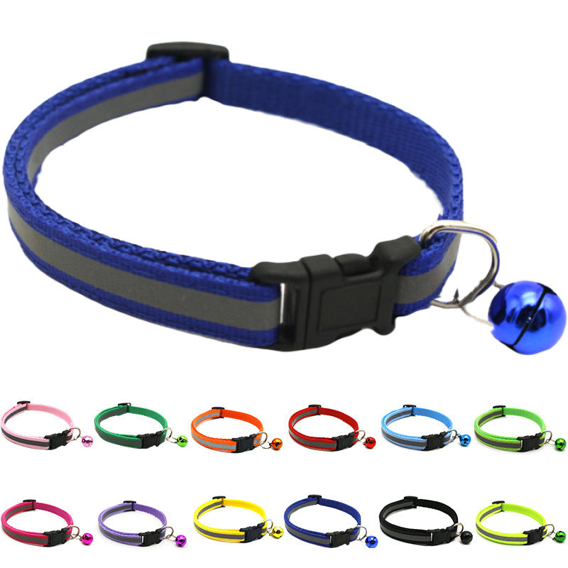 JMT-441546 Reflective Cat Collar with Copper Bell, Adjustable 19-32cm, PVC+PP Material