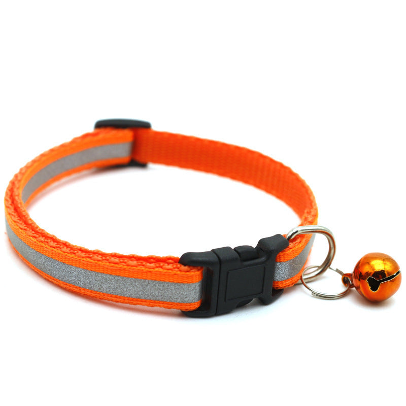 JMT-441546 Reflective Cat Collar with Copper Bell, Adjustable 19-32cm, PVC+PP Material