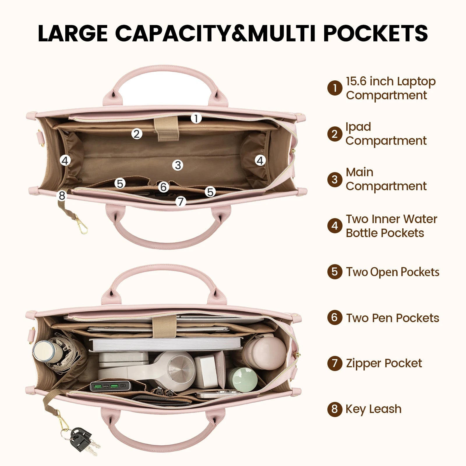 JMT-441610 Stylish Waterproof Laptop Briefcase with Handbag for 15.6-inch Computers - Versatile Work Bag Set