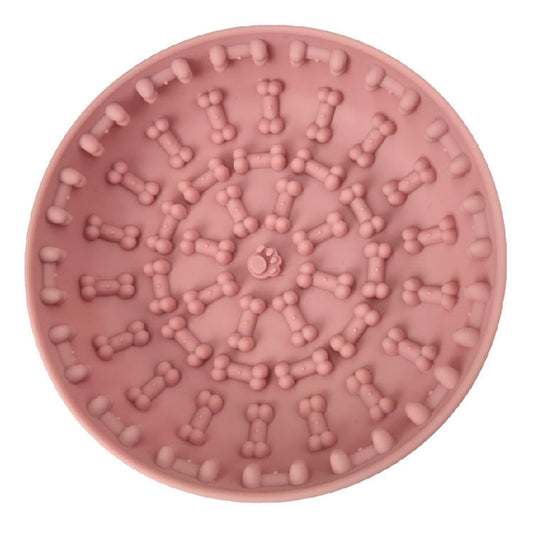 JMT-442058 Non-Slip Silicone Pet Slow Feeding Bowl with Suction Cup - Food Grade Material, Blue or Green, 15x12x4cm