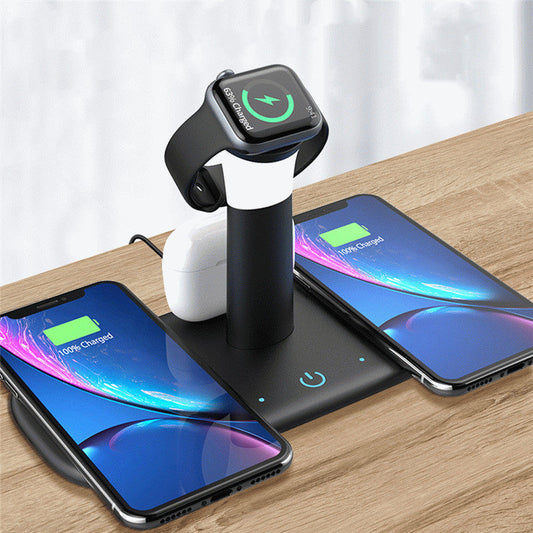 JMT-442570 Wireless Charger for iPhone & Apple Watch - Universal Compatibility, Multiple Output Options, Black/White