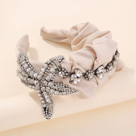 JMT-443722 Exaggerated Starfish Headband with Imitation Diamonds and Claw Chain in Multiple Colors