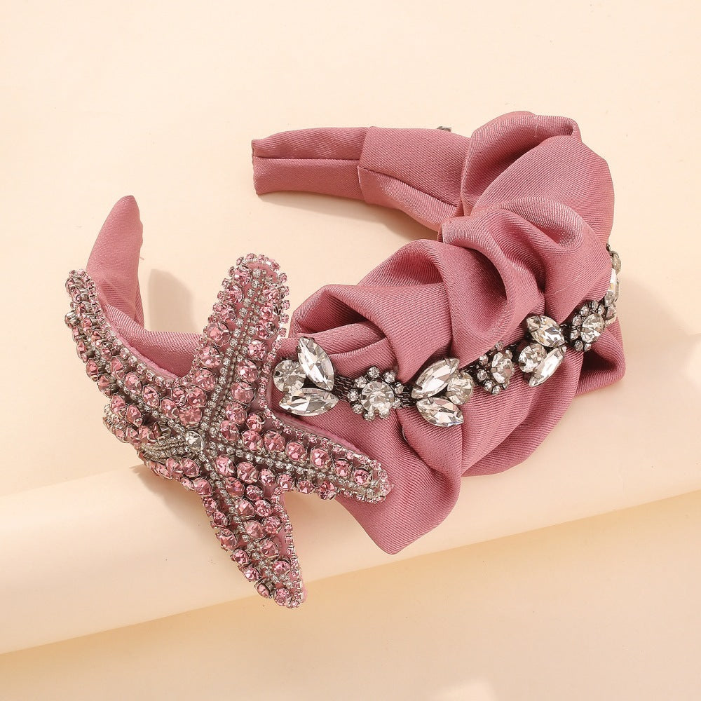 JMT-443722 Exaggerated Starfish Headband with Imitation Diamonds and Claw Chain in Multiple Colors