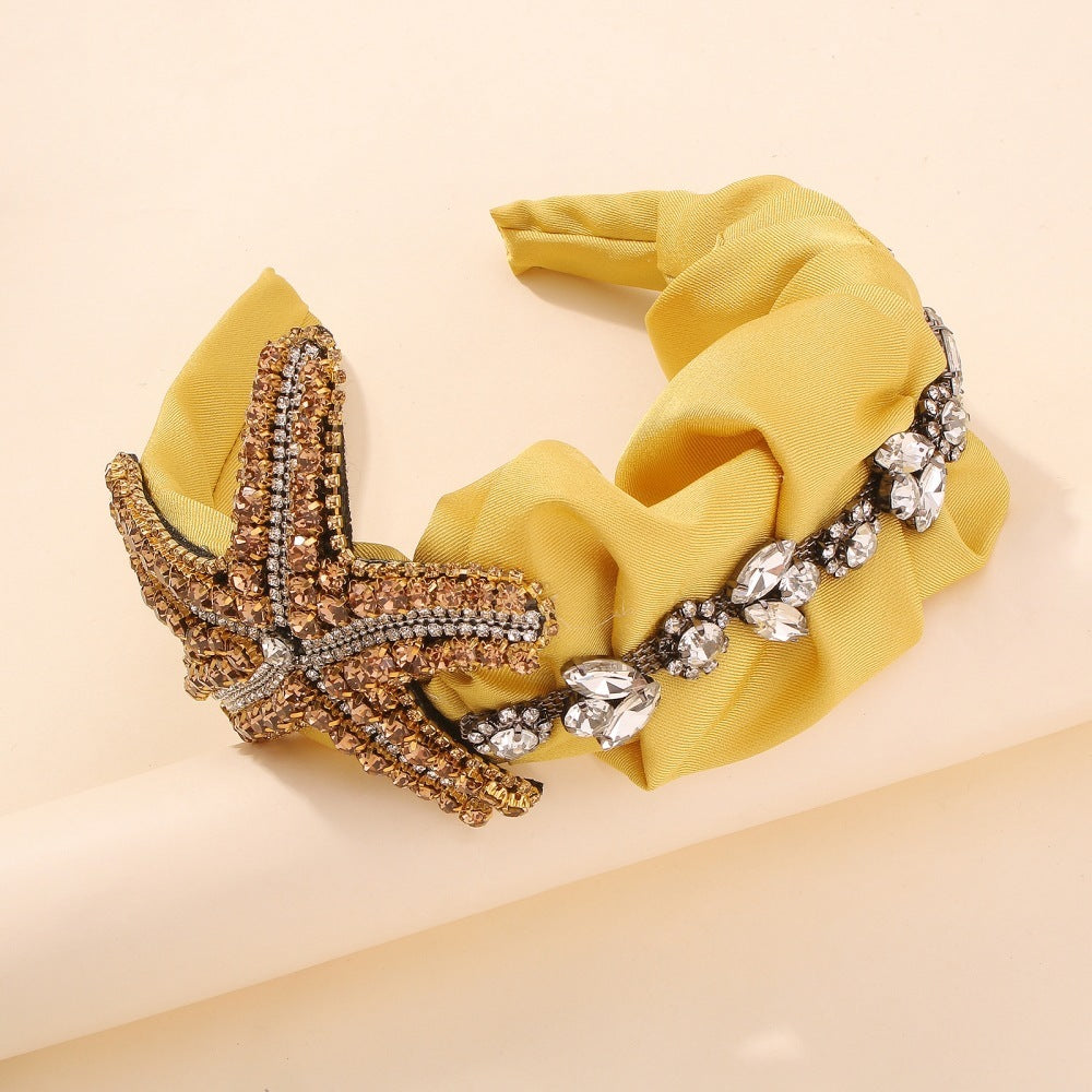 JMT-443722 Exaggerated Starfish Headband with Imitation Diamonds and Claw Chain in Multiple Colors