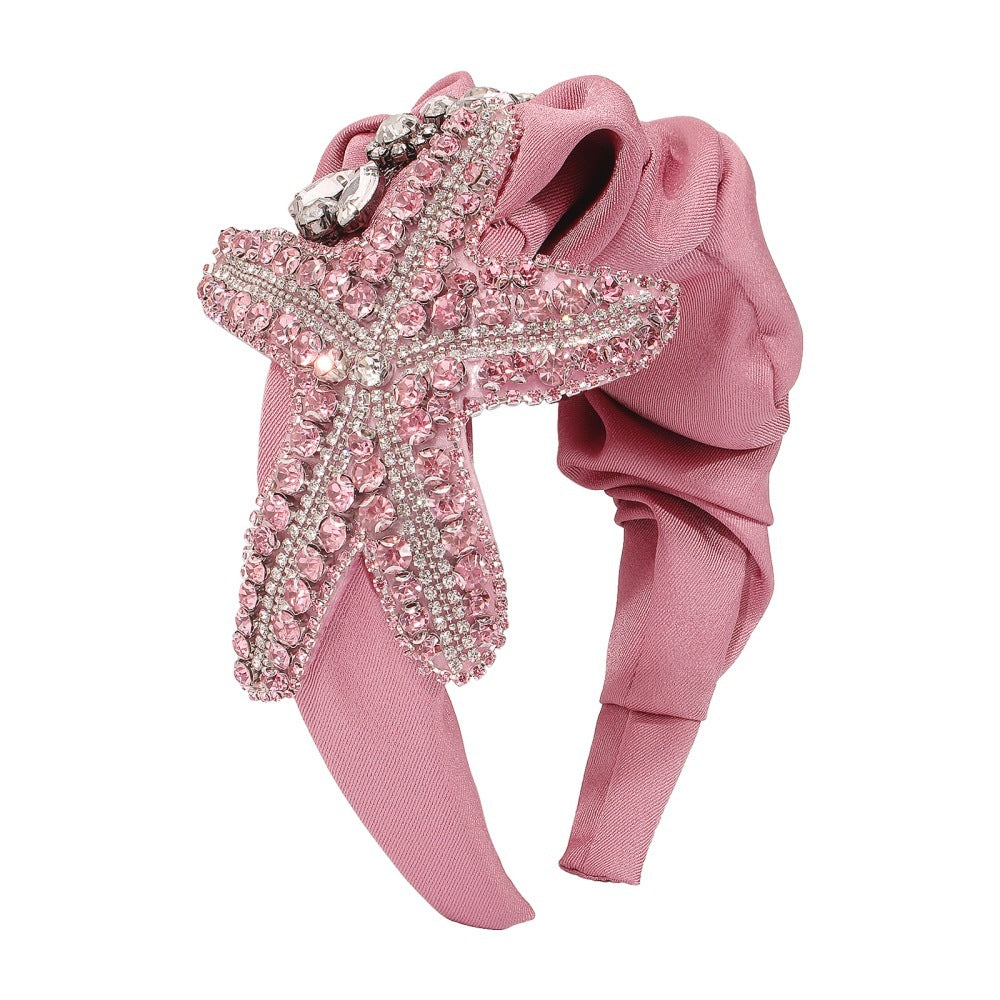 JMT-443722 Exaggerated Starfish Headband with Imitation Diamonds and Claw Chain in Multiple Colors
