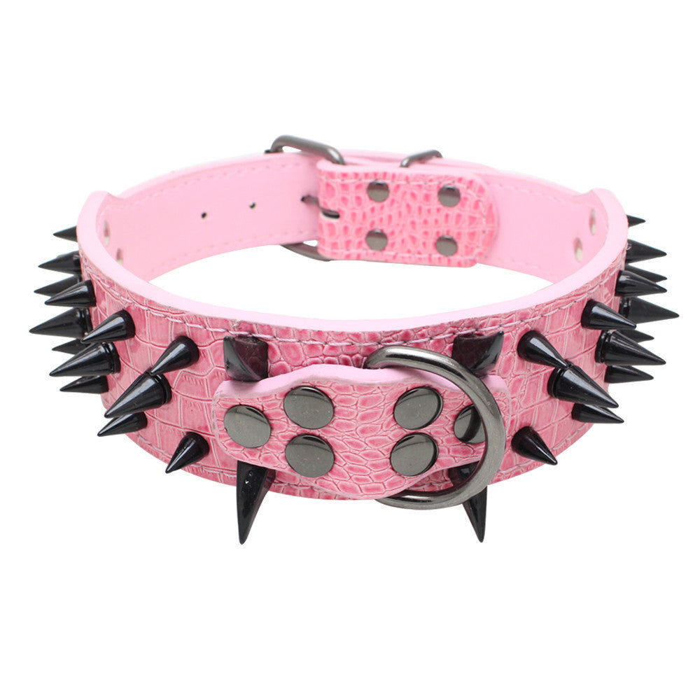 JMT-443850 Spiked Leather Dog Collar with Adjustable Fit for Large Breeds