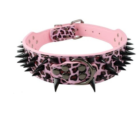 JMT-443850 Spiked Leather Dog Collar with Adjustable Fit for Large Breeds