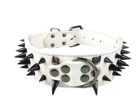 JMT-443850 Spiked Leather Dog Collar with Adjustable Fit for Large Breeds