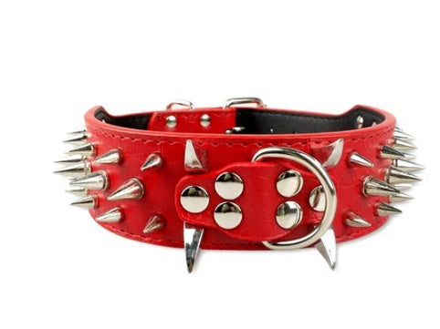 JMT-443850 Spiked Leather Dog Collar with Adjustable Fit for Large Breeds