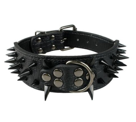 JMT-443850 Spiked Leather Dog Collar with Adjustable Fit for Large Breeds