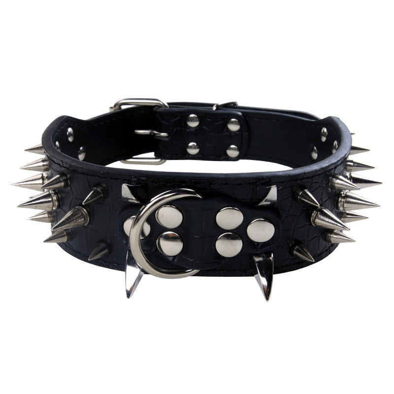 JMT-443850 Spiked Leather Dog Collar with Adjustable Fit for Large Breeds